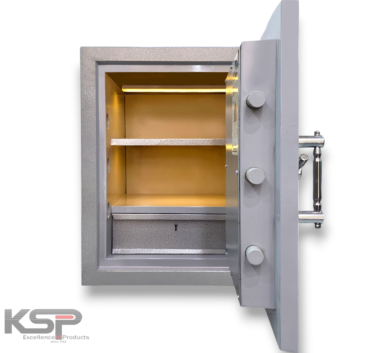 KSP Key Fire Resistance FR-27 Security Safe with three shelves and fireproof lining in gray
