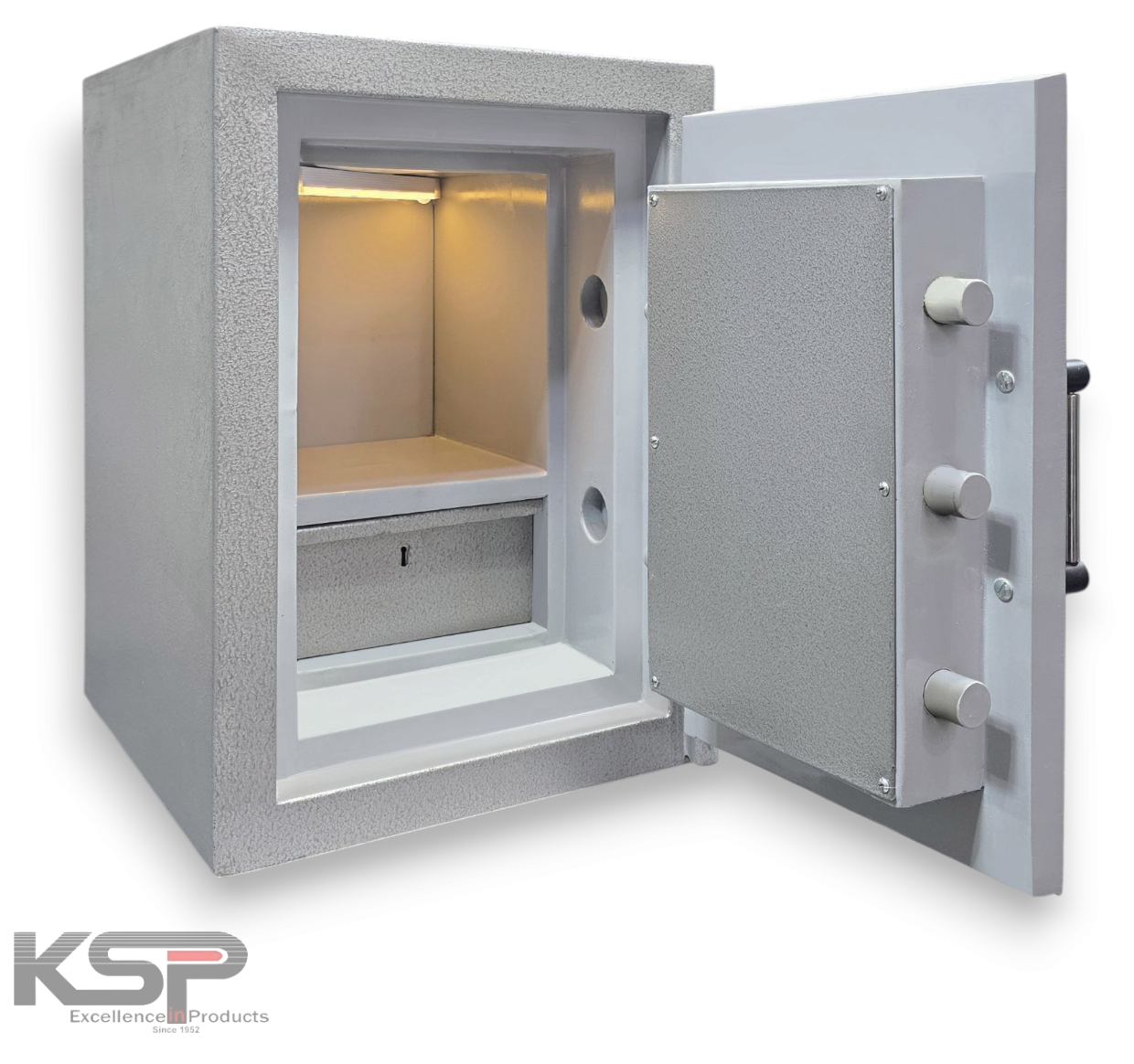 KSP Manual Fire Resistance FR-20 Safe with fireproof lining and biometric keypad in gray