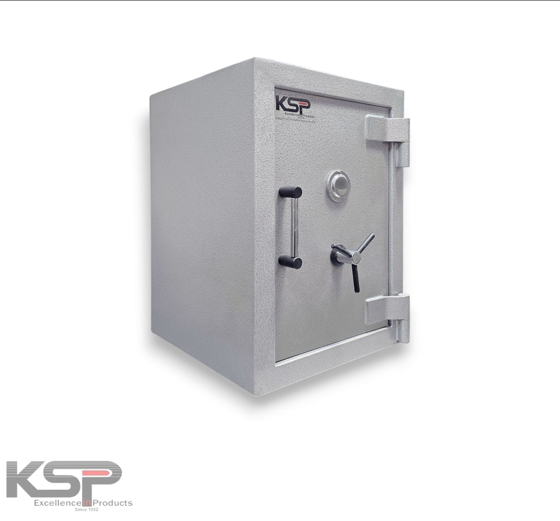 KSP Manual Fire Resistance FR-20 Safe with a sturdy design and secure locking mechanism in silver color