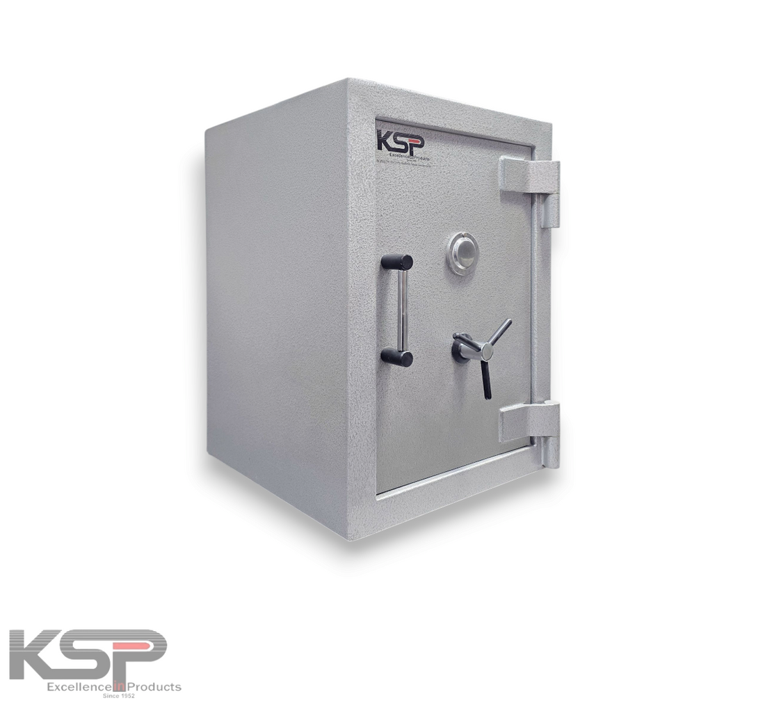 KSP Manual Fire Resistance FR-20 Safe with a sturdy design and secure locking mechanism in silver color