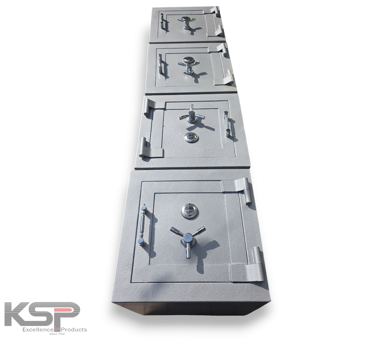 KSP Manual Fire Resistance FR-24U Security Safe with a three-bolt locking system and durable gray exterior
