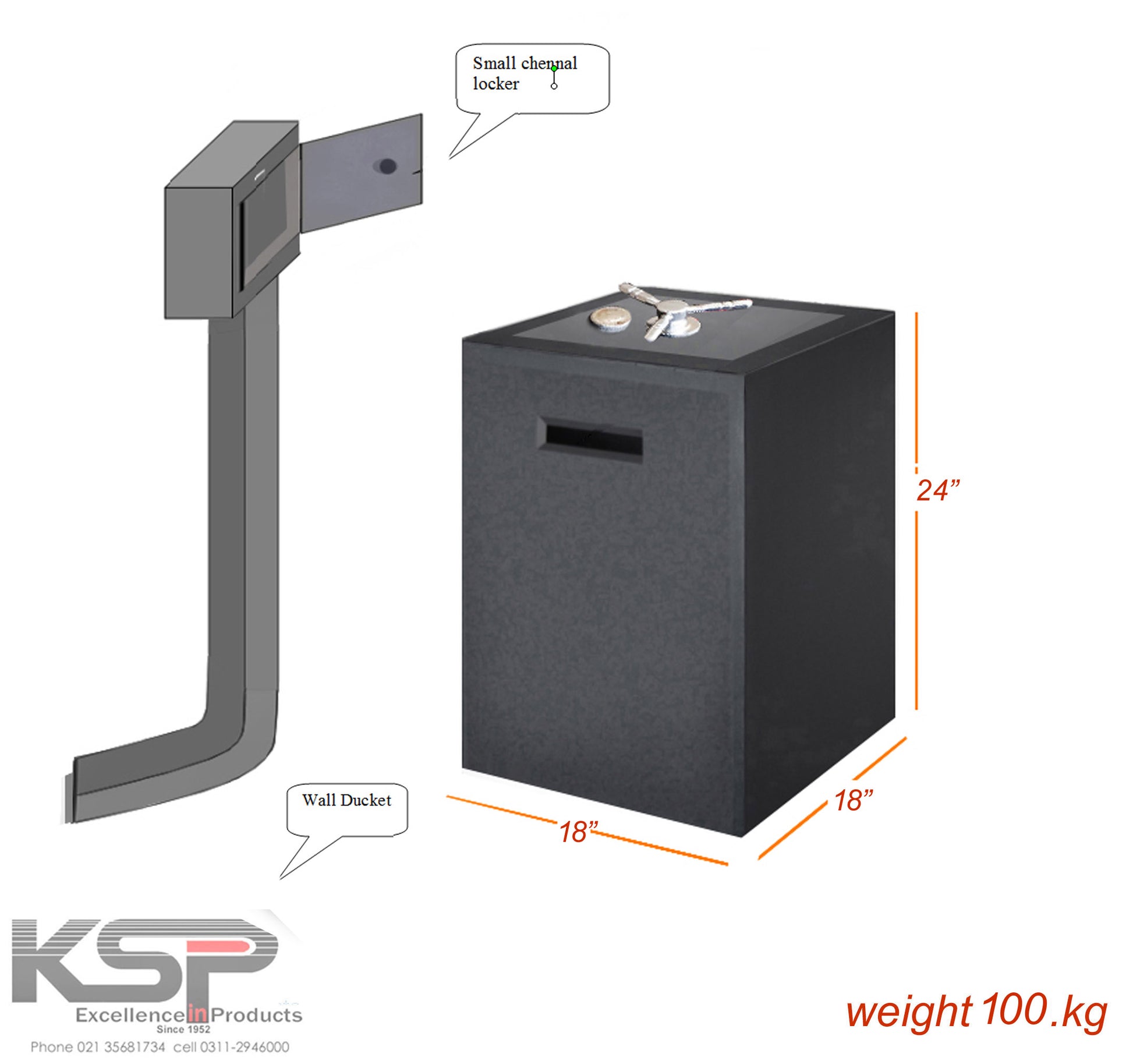 KSP Manual Fire Resistance FR-24U Security Safe with biometric keypad, black color, and wall mount feature