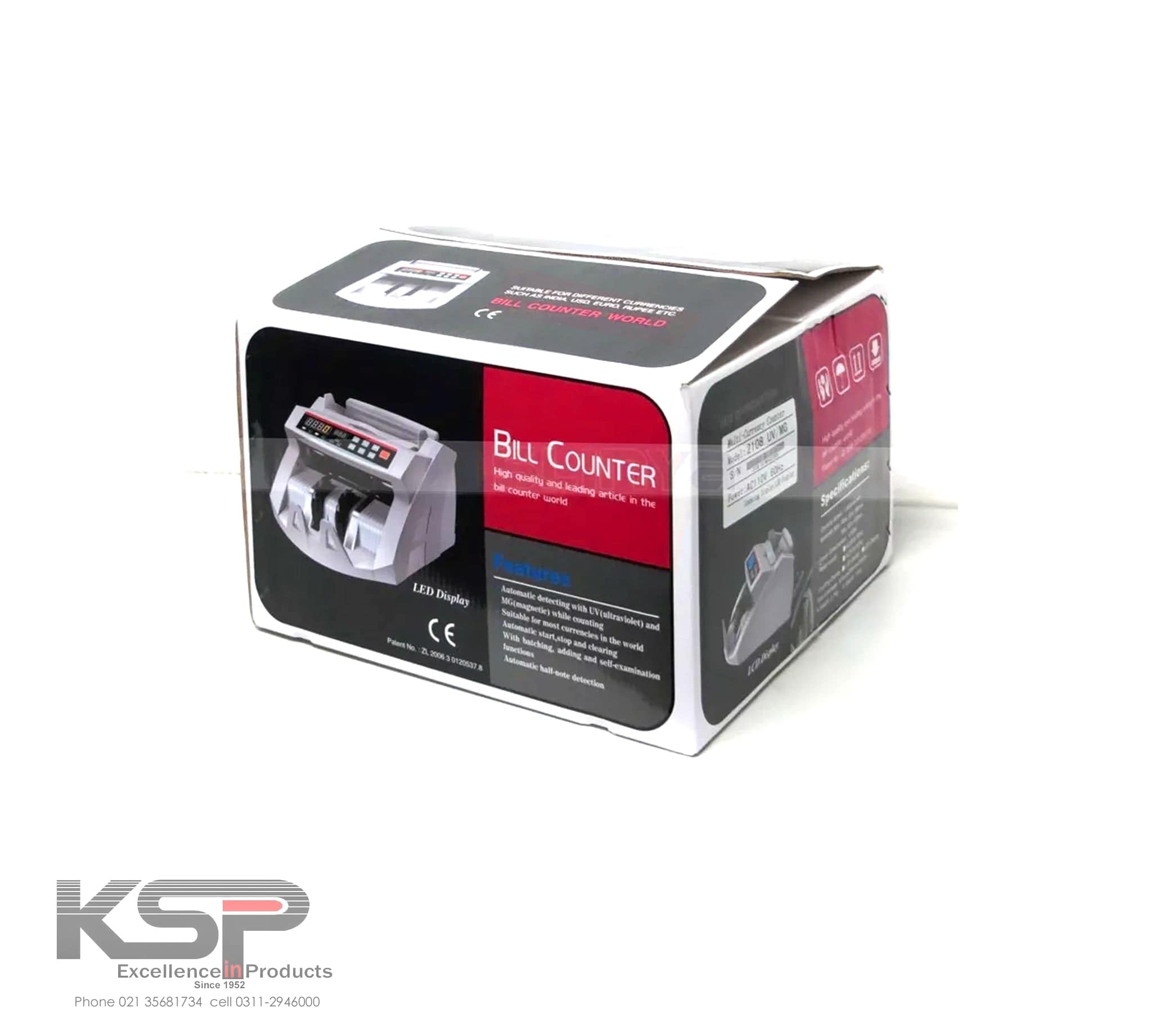 KSP SafeVault Money Counting Machine box showing digital bill counter with LED display