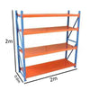 KSP SafeVault industrial shelving unit with blue frame and orange beams for medium duty racking storage