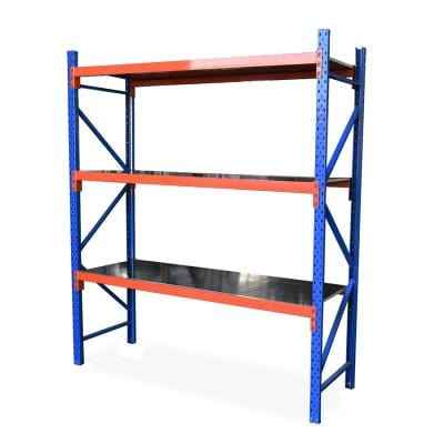 KSP SafeVault industrial shelving unit with blue frame and orange beams for medium duty racking storage