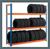 KSP SafeVault industrial shelving unit with blue frame and orange beams for medium duty racking storage