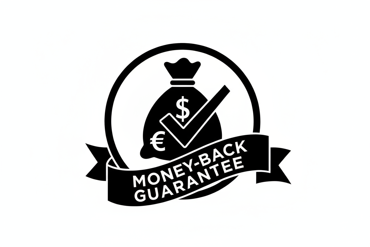 Money guarantee icon black colour