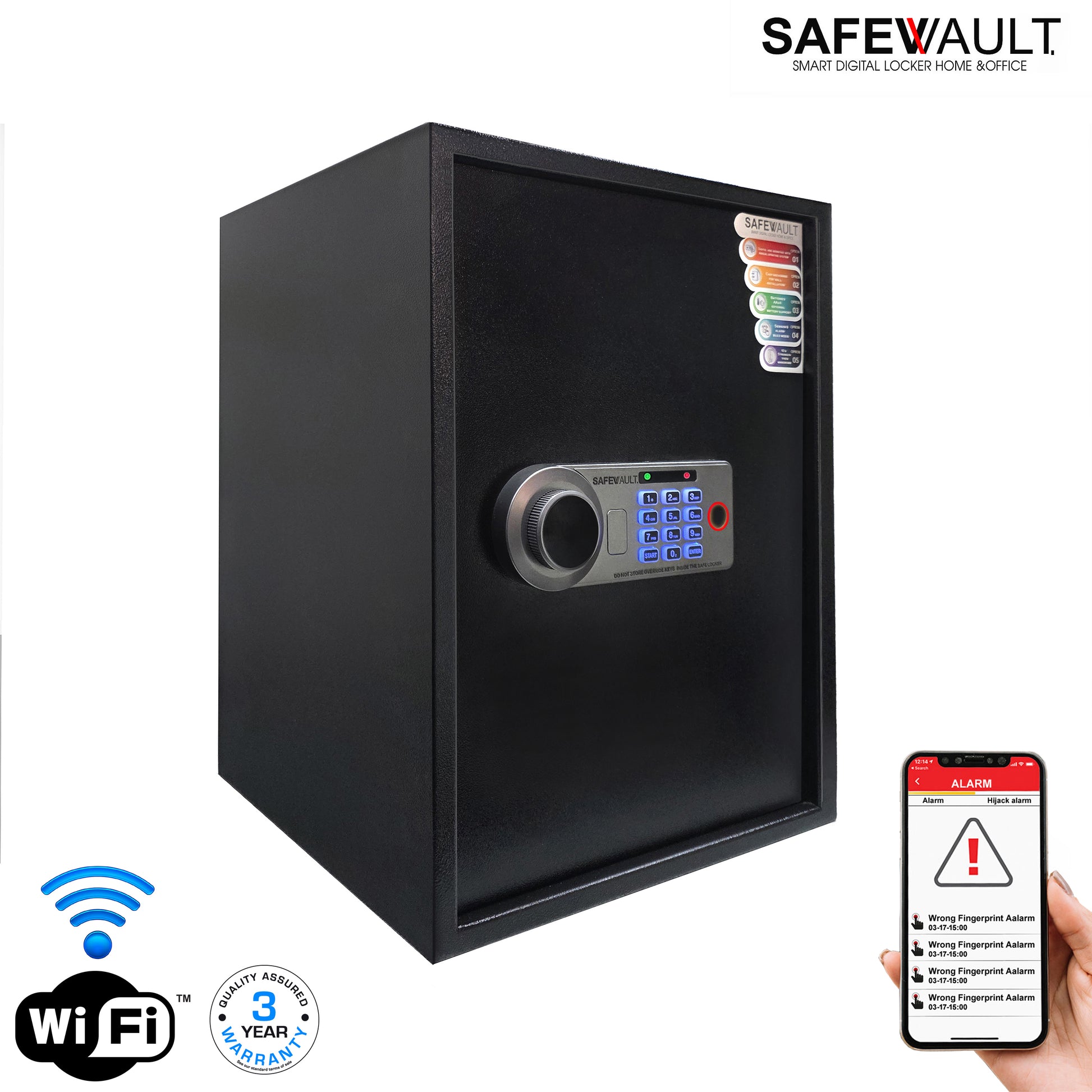 EBW-50 Smart Digital Biometric Locker with biometric keypad in sleek black finish