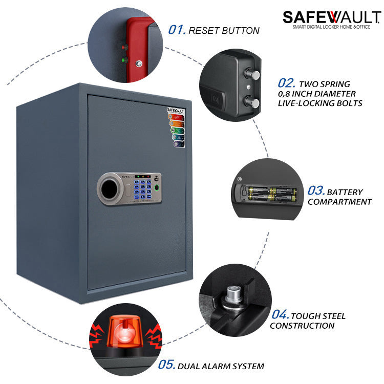 EBW-50 Smart Digital Biometric Locker with biometric keypad and tough steel construction