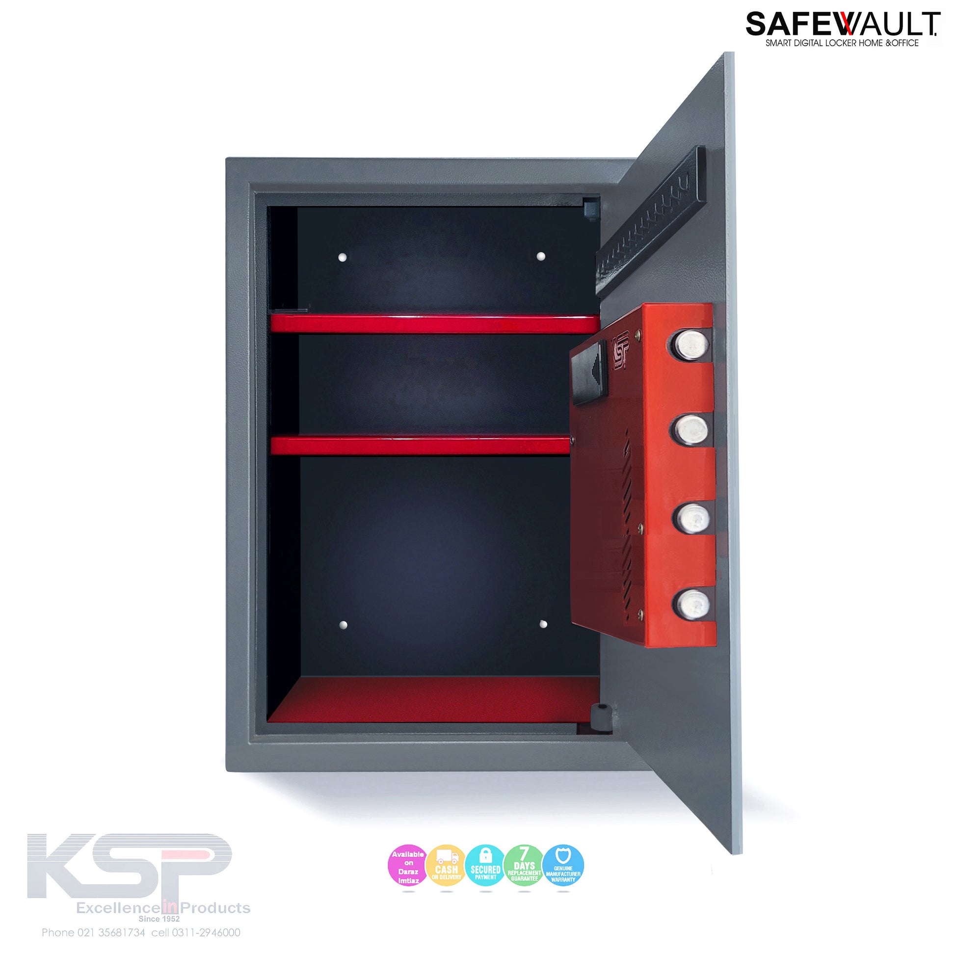 EBW-50 Smart Digital Biometric Locker with biometric keypad and fireproof lining in gray