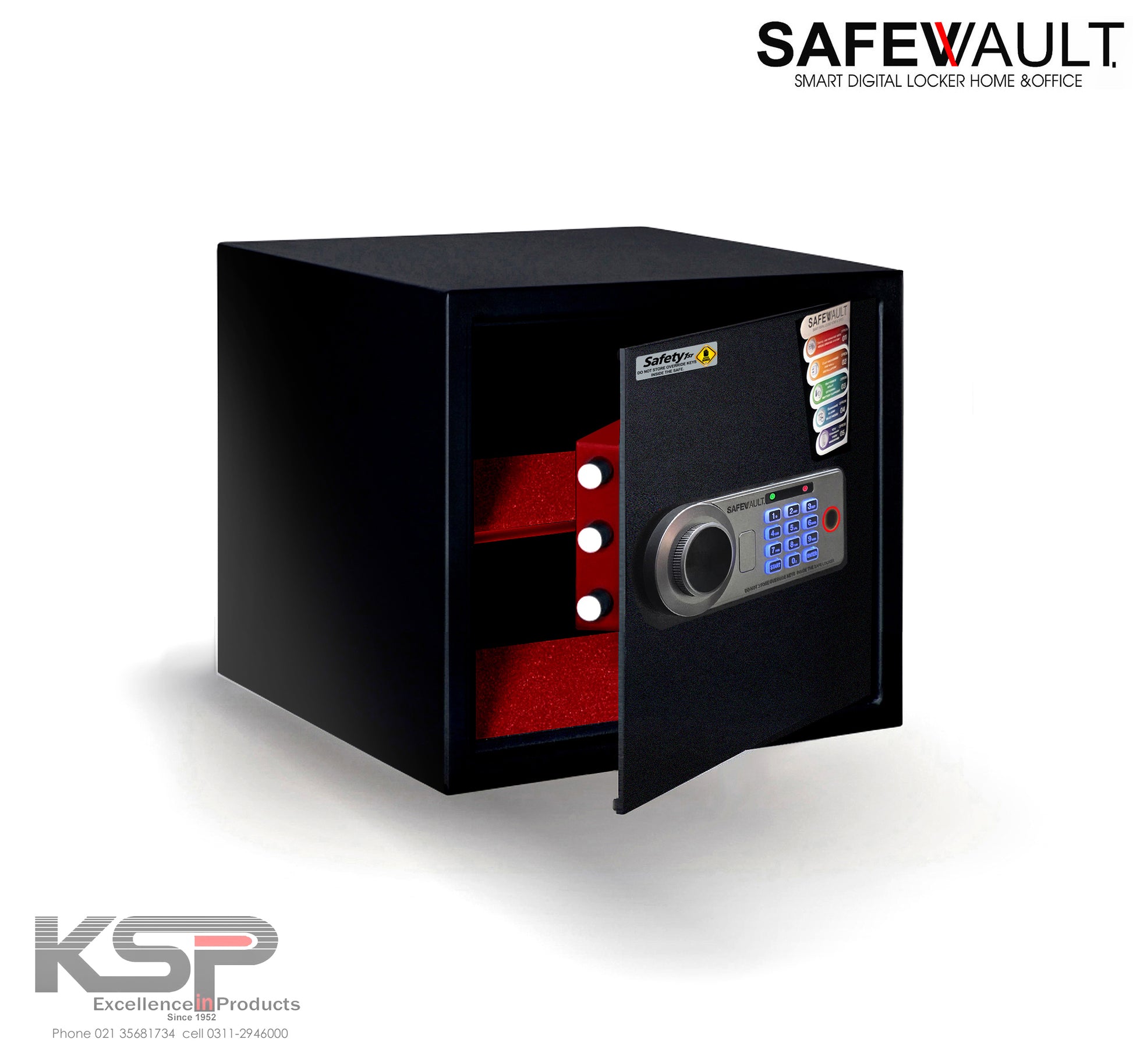 EBW-30 Smart Digital Biometric Locker with biometric keypad and fireproof lining in black