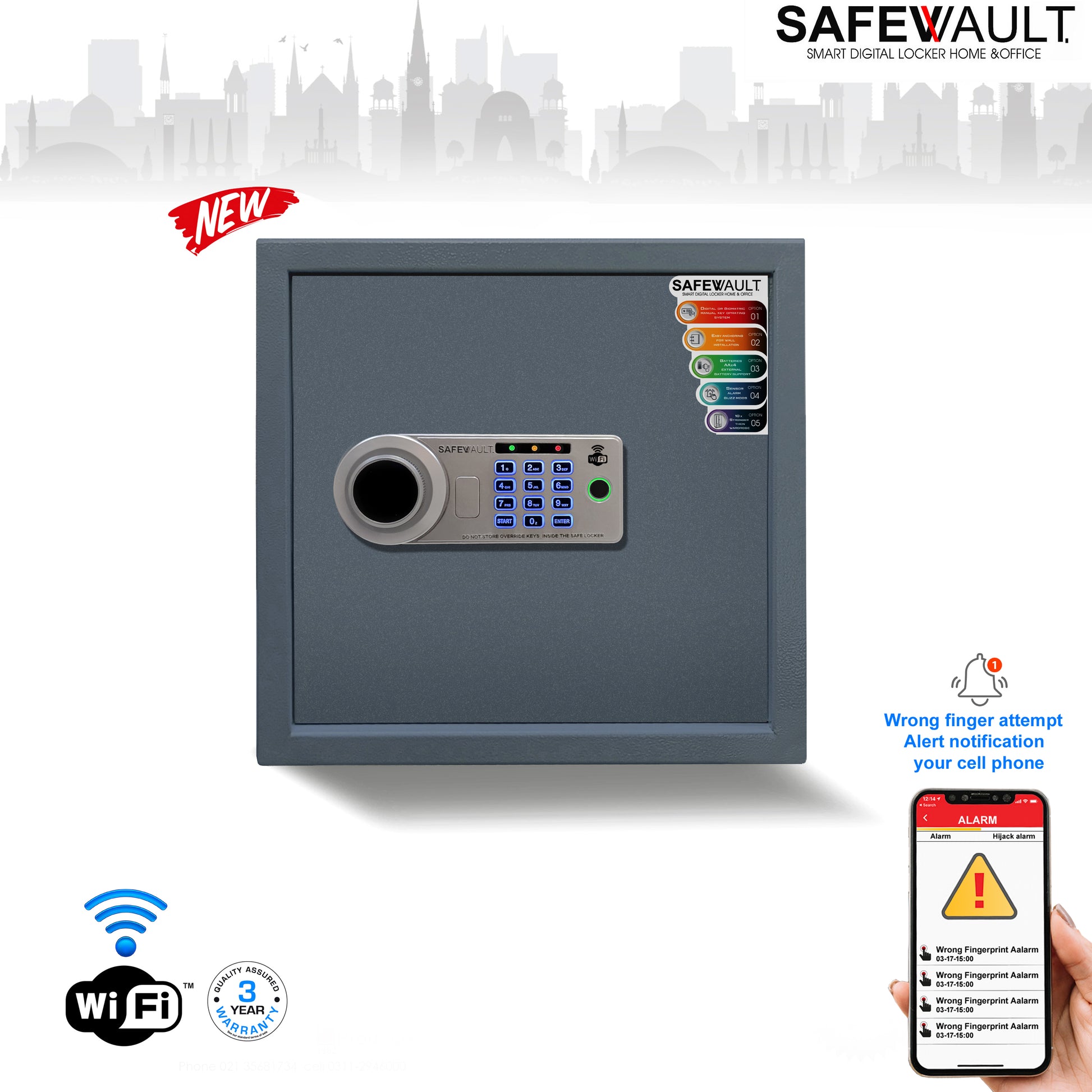 EBW-30 Smart Digital Biometric Locker with biometric keypad and Wi-Fi connectivity