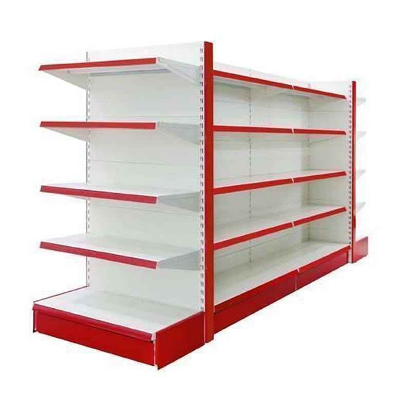 KSP supermarket shelving wall shelves and ledges with white and red metal structure