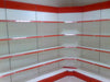 KSP supermarket shelving wall shelves and ledges with white and red metal structure