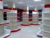 KSP supermarket shelving wall shelves and ledges with white and red metal structure