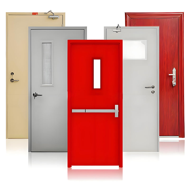 KSP Emergency Exit Door in red with a window and secure locking mechanism for safety