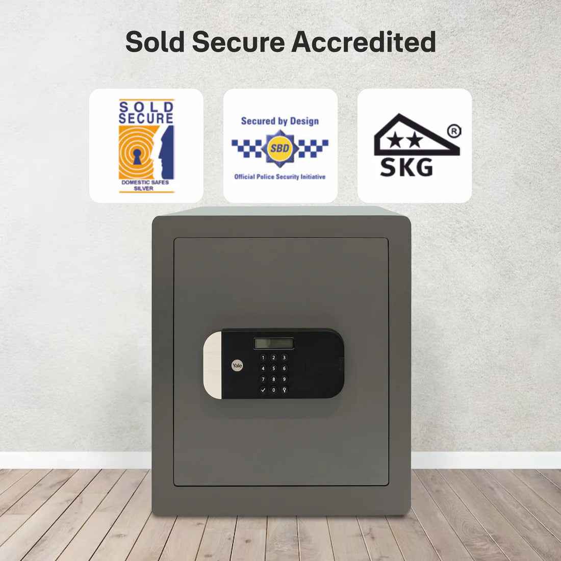 Yale Maximum Security Motorised Safe office featuring digital keypad and security certifications