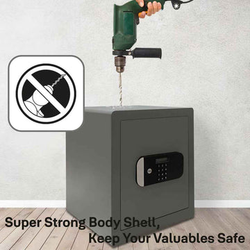 YALE Motorised Biometric Home Safe with drill-resistant design for secure storage of valuables