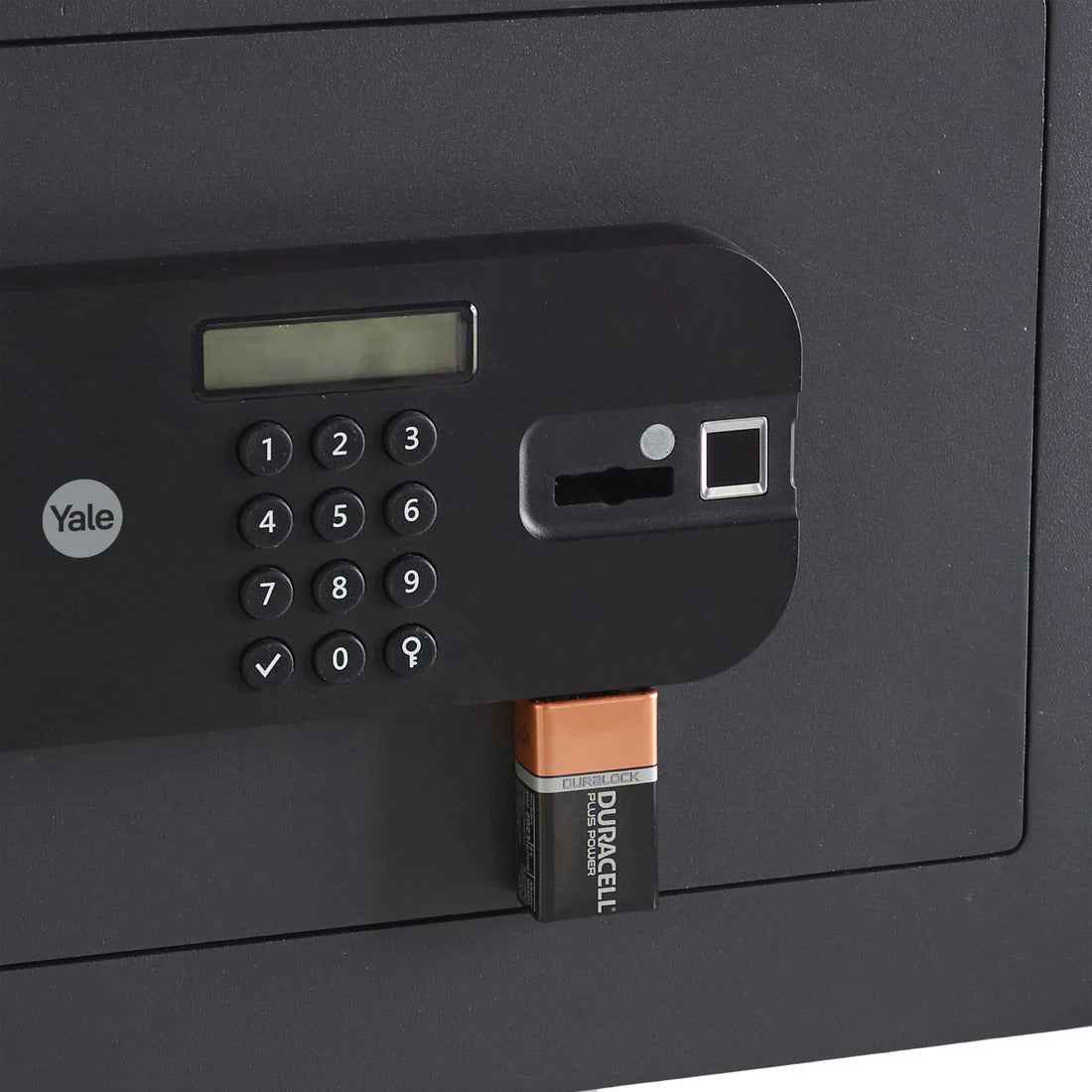 YALE Motorised Biometric Maximum Security Office Safe with keypad and battery slot for secure access