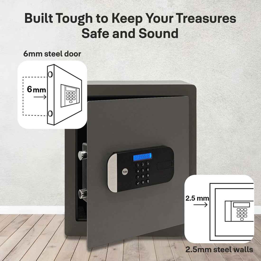 YALE Motorised Biometric Maximum Security Professional Safe with 6mm steel door and 2.5mm steel walls for enhanced protection