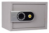 My Store Yale Electronic Safe Small gray compact home safe with circular keypad open door and keys